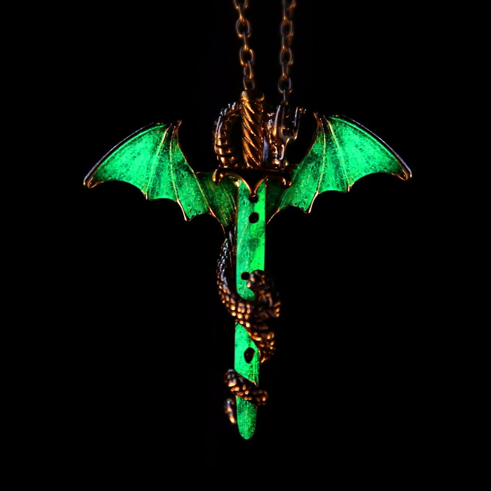 Glowing in The Dark Vintage Dragon Necklace